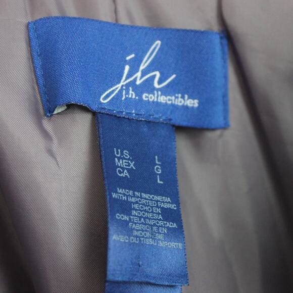 J H Collectibles Satin Jacket Single Breasted Purple Floral Asian Damask Size L - Picture 10 of 12